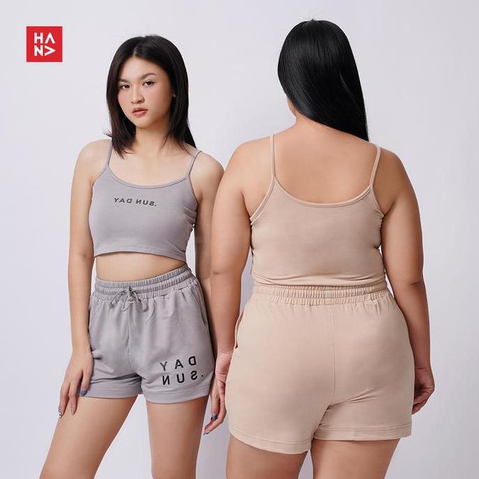 Ginfinik- Hana Fashion - Kimmy Set Sunday Printing/Set Tank Top Dan Celana Pendek Wanita- St026 Sete