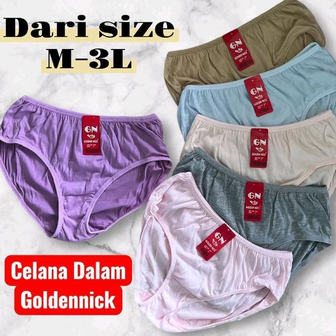 6 PCS Celana Dalam Wanita Golden Nick Warna Muda CD 937 Katun Lembut Nyaman Motif Mini Pendek Fit ca