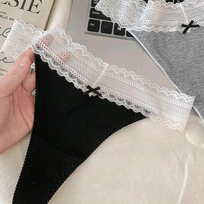 Sophia Panties Celana Dalam CD Cotton Thong Gstring Renda L Pita y Cute Cheeky Senza Anti Bacterial