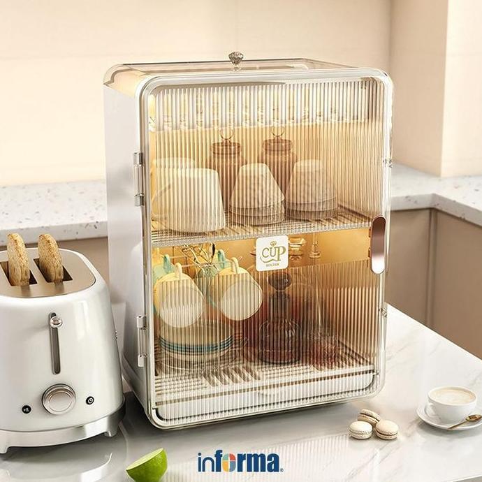 Junamista - Informa Marco Rak Piring 2 Tingkat - Krem Lemari Piring Tempat Pengering Dapur