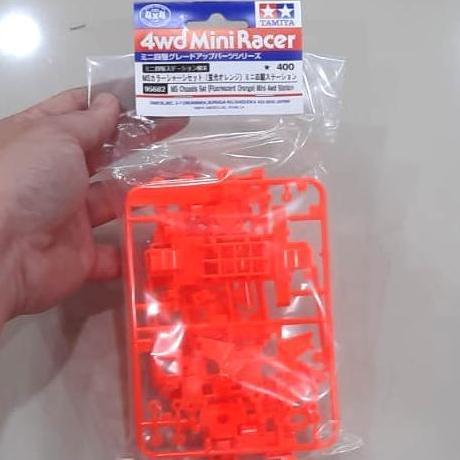 Tamiya 95682 MS Chassis Set Fluorescent Orange Mini 4wd Station Chassis MS + Gearbox Ms Ori