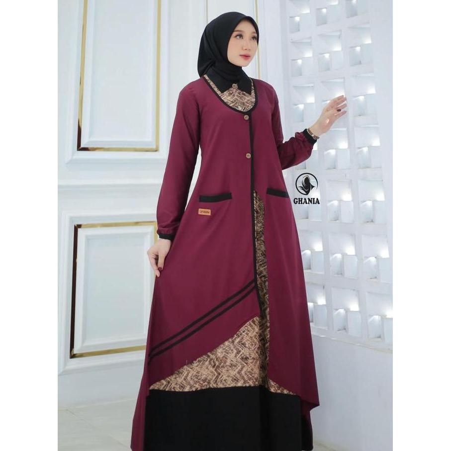 GAMIS GHANIA SAMEERA BLACK DAN MAROON  MODIS ELEGANT