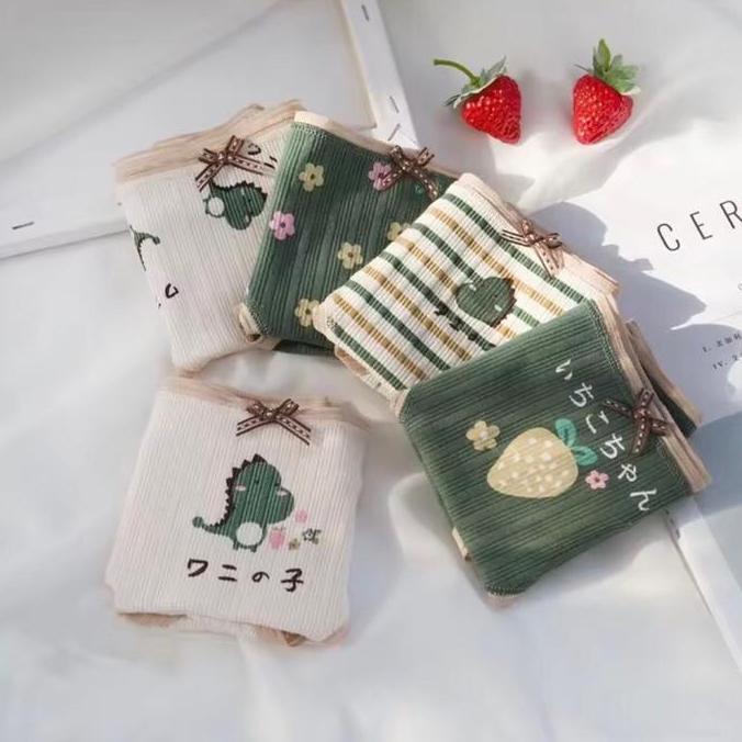 12 PCS Cd Wanita Remaja ABG Anak Perempuan Motif Buah Strawberry Lucu Haode CS051 Celana Dalaman Wan