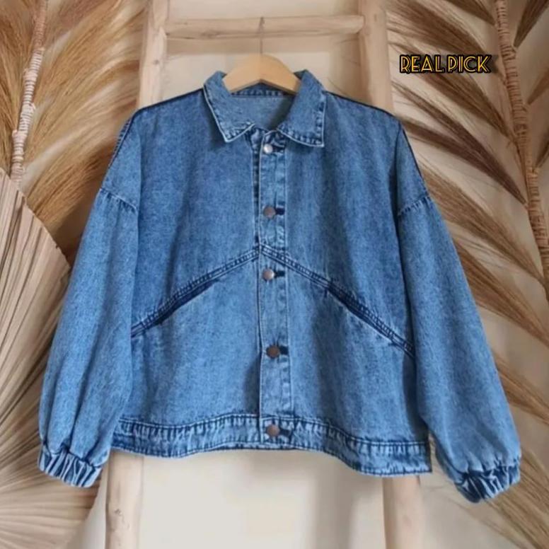 SUPER DEAL OVERSIZE JACKET JEANS WANITA VINTAGE BLUE ACID JAKET DENIM OVERSIZE JAKET JINS JUMBO VINT