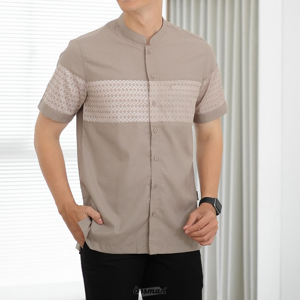 ORIGINAL Oosman - Koko Amin Kemeja Koko Pria Lengan Pendek Premium Mahogani | Burgundy | Putih | Hit