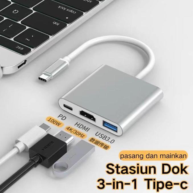 Zamakarangjaya - Typec ke HDMI HD hub USB hub tiga-dalam-satu ekspansi laptop TV proyektor basis eks