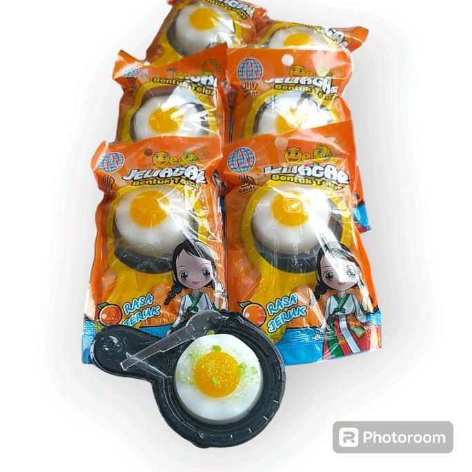 Fooding- Paket 30 Pcs Jelli Agar Bentuk Telor Ceplok - Jelly Dengan Serbuk Rasa Buah Food Jeli Makan