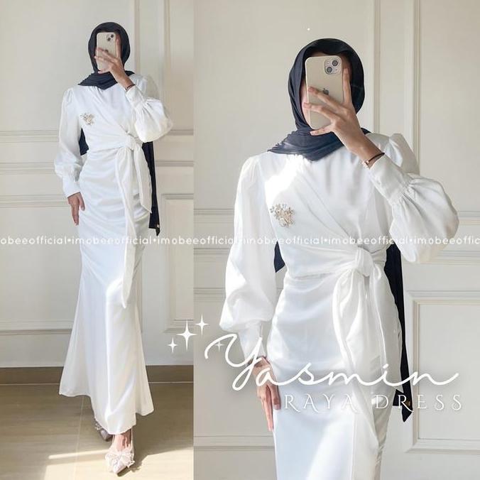 YASMIN SILK DRESS // DRESS GAMIS MUSLIM IKAT WRAP TALI SATIN VELVET KONDANGAN LEBARAN