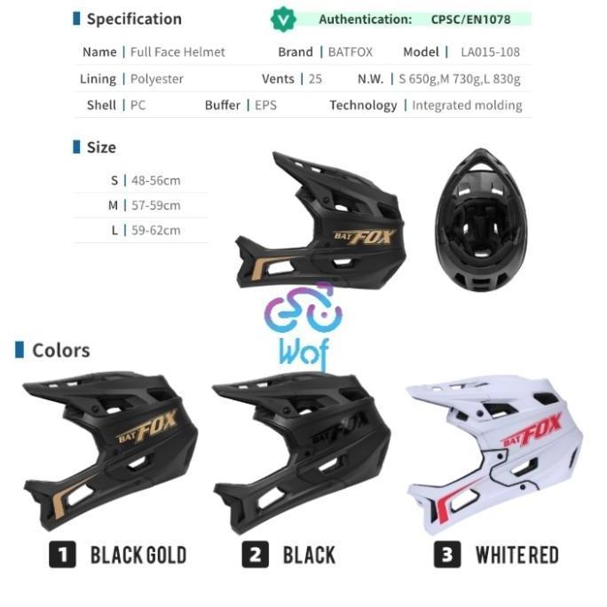 Helm Sepeda Batfox Full Face Helmet Fullface Mtb Am Enduro Downhill