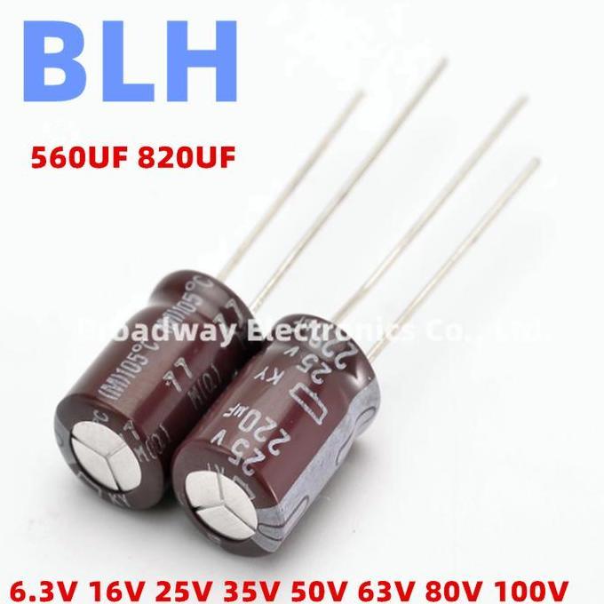 5-10PCS DIP Aluminum Electrolytic capacitor 6.3V 16V 25V 35V 50V 63V 80V 100V 560UF 820UF 8*16 8*20 