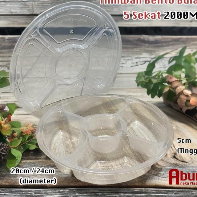 Thinwall Bento Bulat 2Ml Sekat 5 Dm Isi 25Pcs
