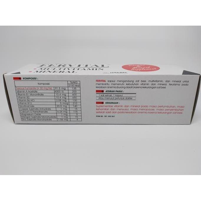 Lansungkirim- Fervital Multivitamin & Mineral, Fervital Isi 100 Kapsul, Suplemen Vitamin & Mineral P