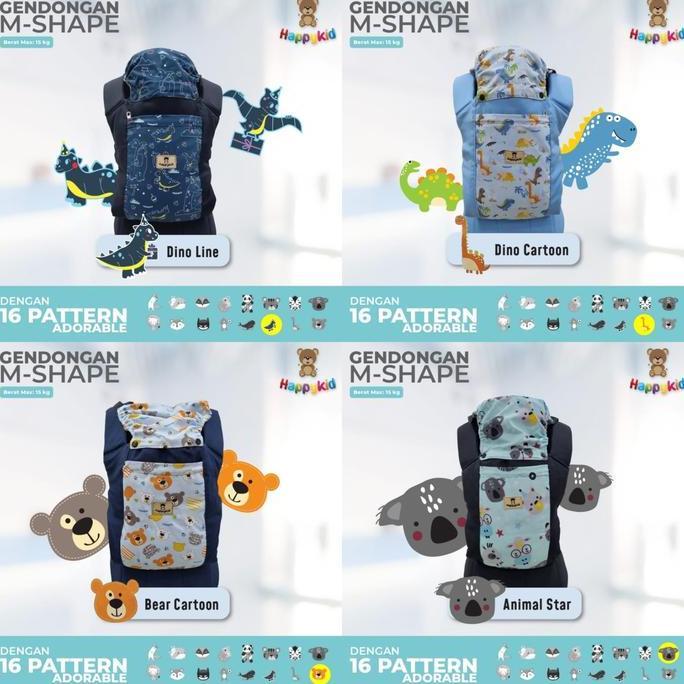 MOMS_ HAPPYKID Gendongan Bayi Ransel M-Shape Gendongan Bayi Depan Belakang Lite Carier CS
