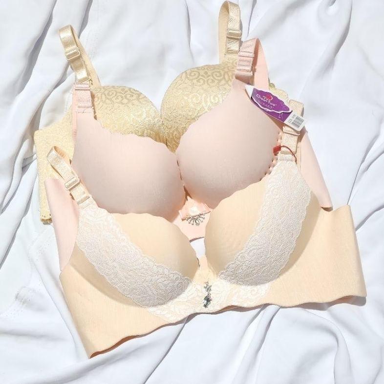 FANGXHITING - [ isi 3pcs ] Obral Cuci gudang Bra wanita Seamless BH Motif Renda Tengah Bahan Nilon+k