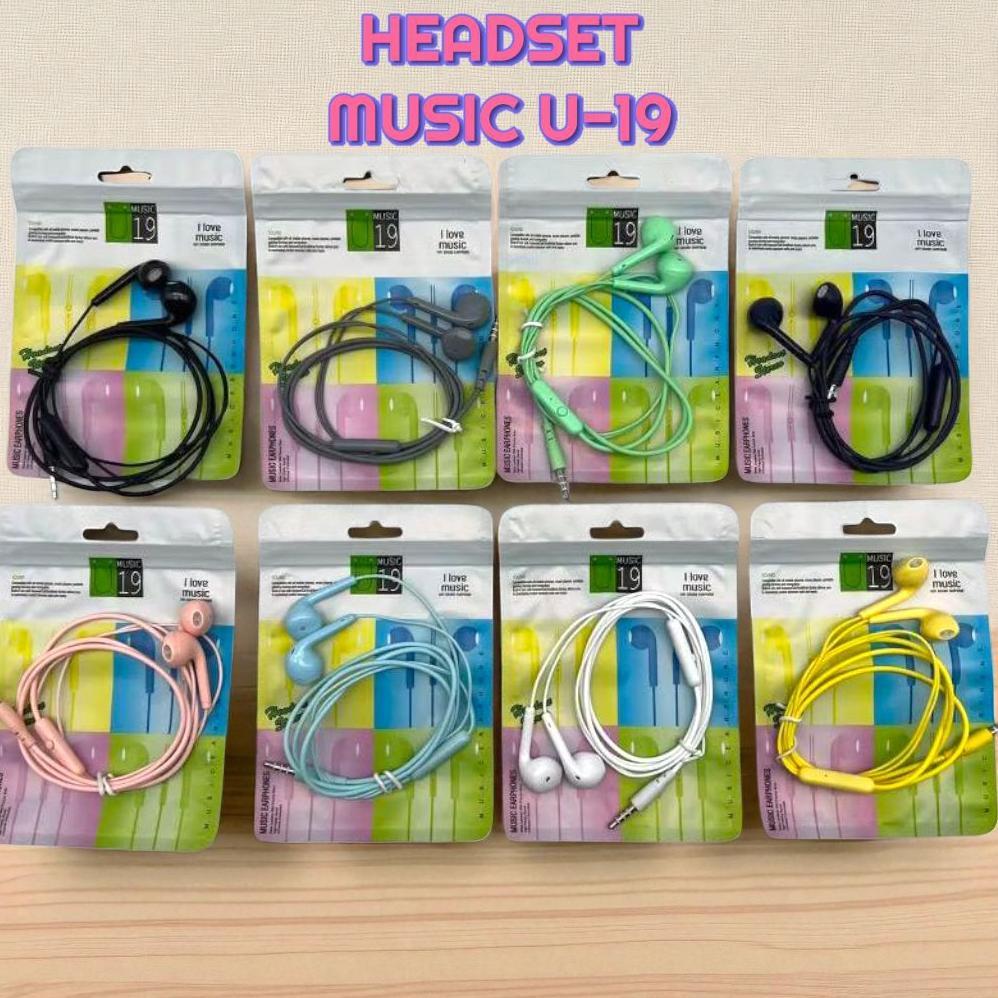 TERBARU HANDSFREE HEADSET U19 MACARON PACKING PLASTIK  HANDSET HANDSFREE U19 PACKING PLASTIK MACARON