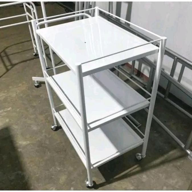 Meja Instrumen 3 Rak Troly Rak Troli Medis Rumah Sakit