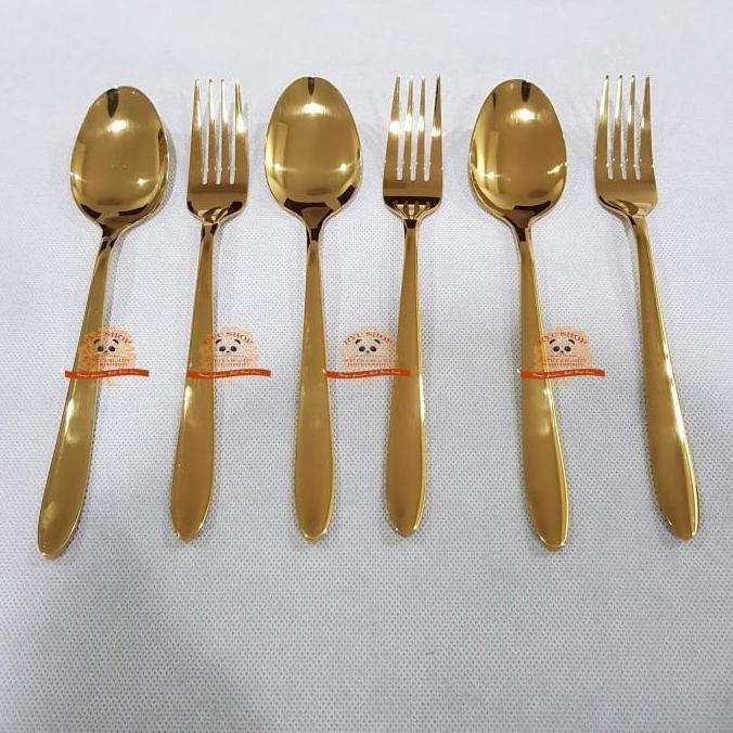 Sendok Makan Emas & Garpu Makan Emas 18-10 Stainless Steel JAPAN