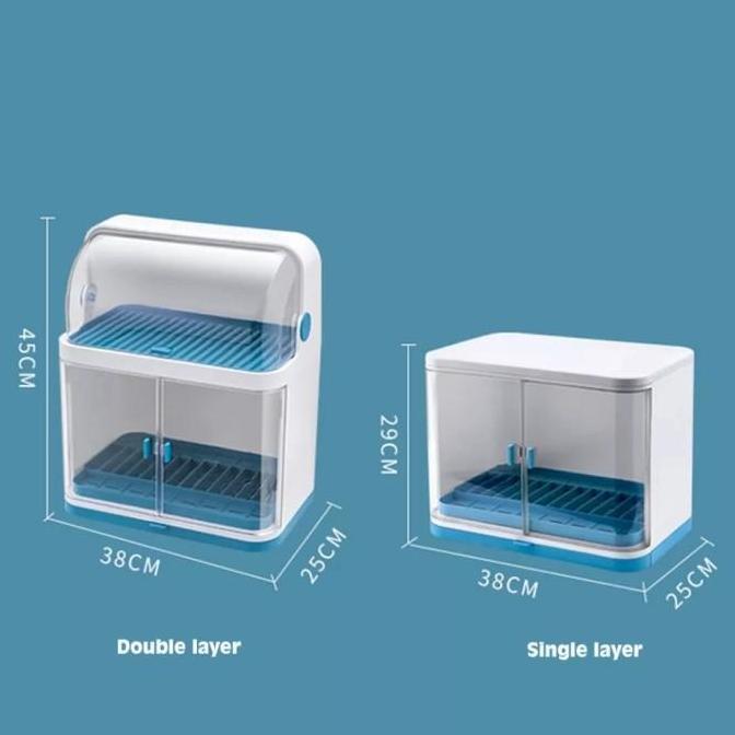 Rak piring DISH DRYER BOX plastik 2 susun tertutup portable 6050