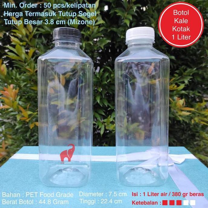 Botol Plastik Kale Kotak 1 Liter - Botol Kick 1 Liter - Botol Jus PET