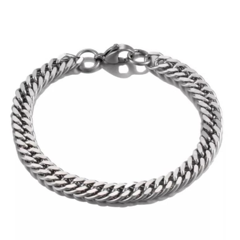 100% Aman Cod Gelang Titanium Pria Model Jalin Rantai Gelang Tangan Rantai