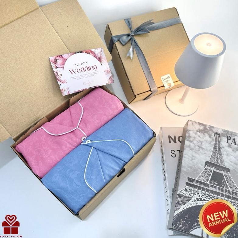 BESTPROMO HAMPERS WEDDING PIYAMA COUPLE SET | KADO PERNIKAHAN ANNIVERSARY PASANGAN HADIAH VALENTINE 