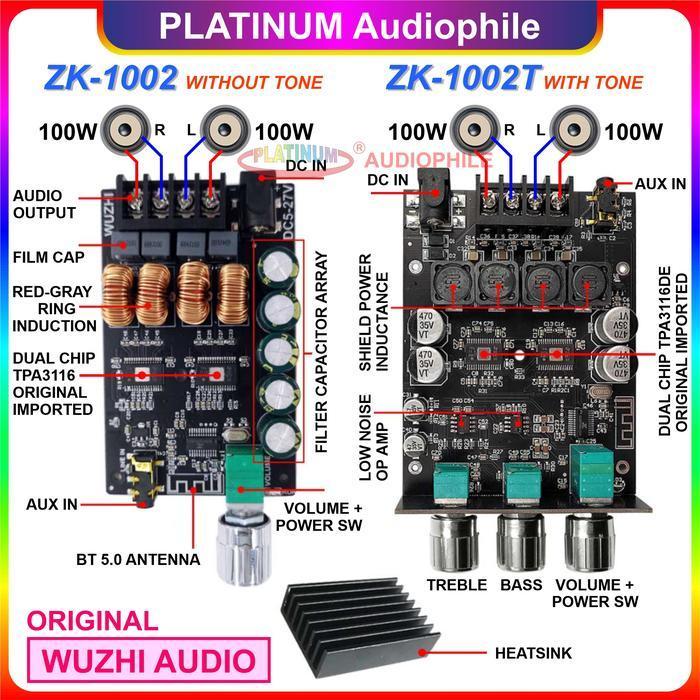 TPA3116 Amplifier Class D Bluetooth 5.0 Hifi Stereo Amplifier 2X 100W Original  ZK-1002 1002T