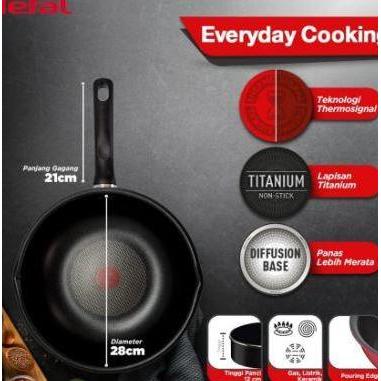 ZEZEXON TEFAL EVERYDAY Cooking Deep Frypan 28 cm. Ori