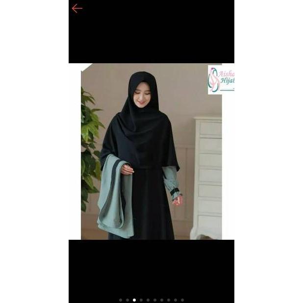 Elbina Set Dres Gamis + Outer Bahan Moscrep S-XL