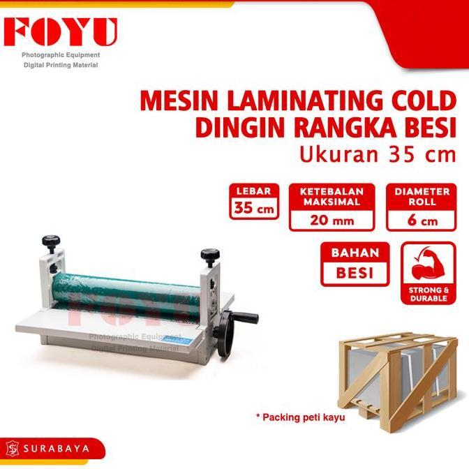 BEBAS ONGKIR - Mesin Laminating Cold Dingin Rangka Besi Lebar 35 cm Roll