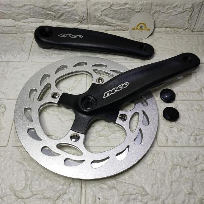 Crank 46T NECO Alloy Single 1 Speed BCD 104 Arm 170mm As Tengah BB Kotak Sepeda Fixie Roadbike Lipat