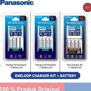 BEBAS ONGKIR - Panasonic Charger Kit Eneloop + Battery Rechargeable Eneloop AA