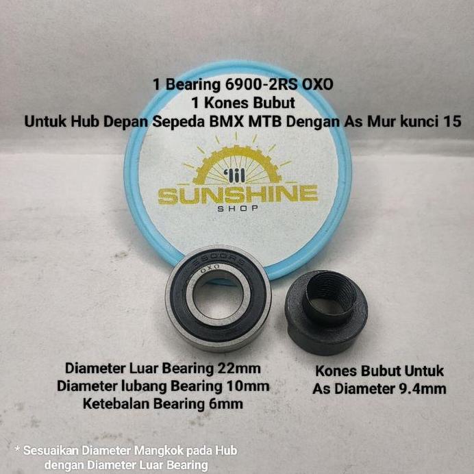 Bearing Klaher 6900 Plus Kones Bubut Untuk Hub Roda Depan Sepeda BMX MTB As Mur Kunci 15