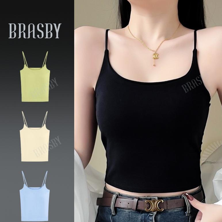 BRASBY (2pcs) Tanktop Bra With Cup BH Tank top Tali Kecil Singlet Atasan Wanita Motif s Ukuran Pende