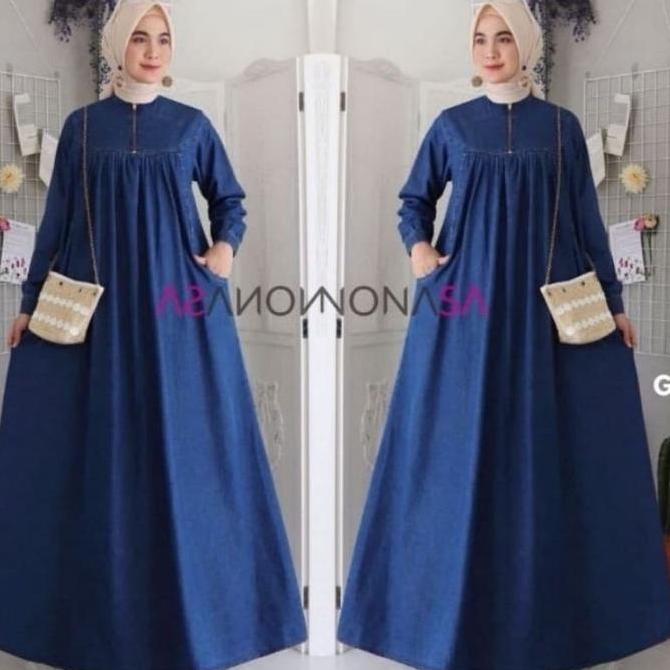 GAMIS JEANS WANITA TERBARU 2026/GAMIS JEANS WANITA MODERN 2026/GAMIS JEANS/GAMIS DENIM Polos