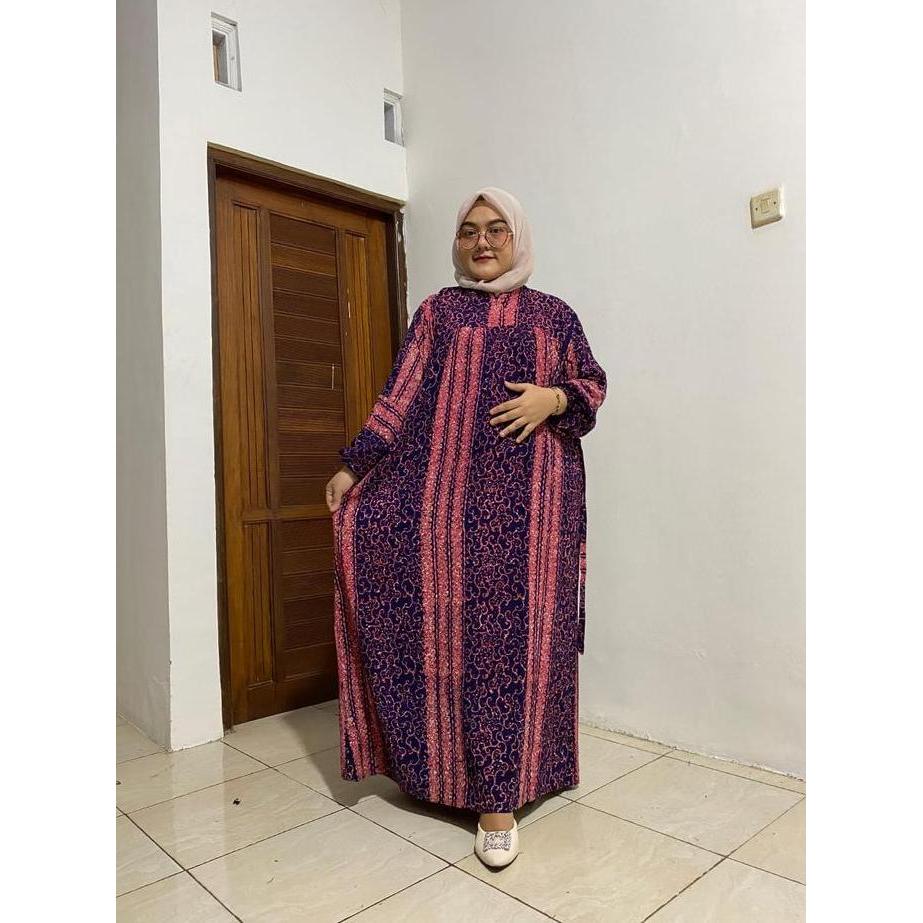 GAMIS JUMBO LUYA LD 135 PB 135 motif batik tcap cantik bahan rayon tebal adem pekalongan Muslim Wani