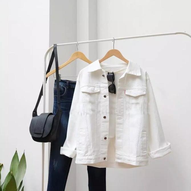 CUCI GUDANG WITNEY JAKET JEANS PUTIH WANITA JAKET CROP BIONDY
