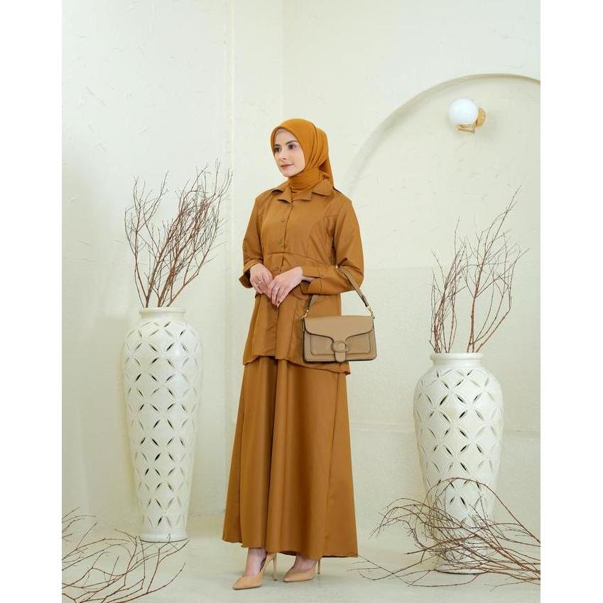 Dania Series Gamis Semi Rok Seragam PNS PDH Pemda ASN Warna Khaki Kheki Bahan Katun Toyobo Premium N