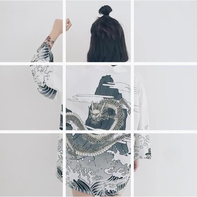 KIM-09 loose kimono jepang satin printing motif naga import