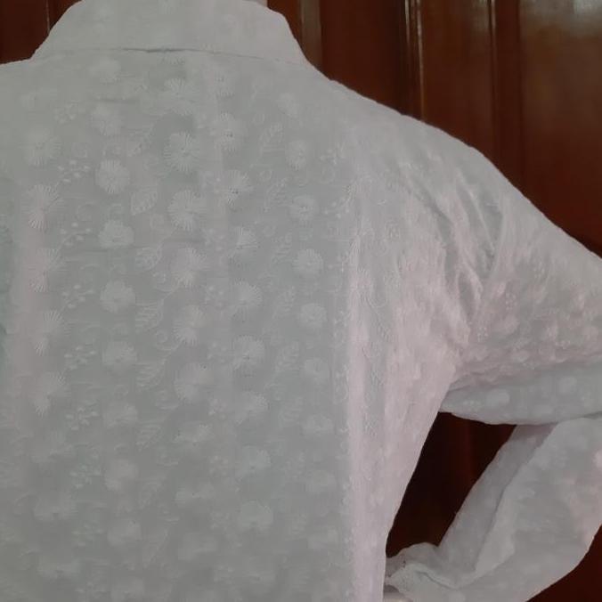 Baju Gamis Putih Rempel Bawah Katun Jepang Bordir / Gamis Putih