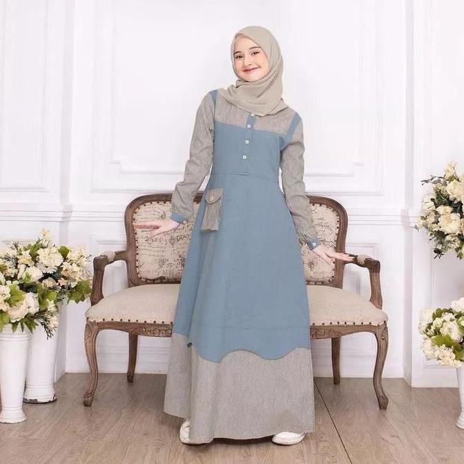 Gamis Anak Tanggung Terbaru Lyvia Dress UMUR 10-11-12-13 Tahun 5 Serian Warna 2024 - Bahan Crinkle A