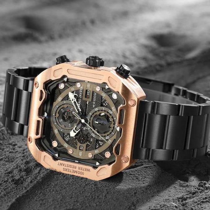 Evans Jayden Jam Tangan Pria 9596 Rantai Stainless Steel Chronograph Kaca Sapphire Water Resistant 1