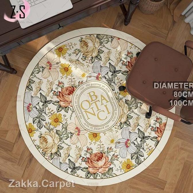Wfhgx- Cod Zakkastore Carpet Bulat Polyester Diameter 80-100Cm Karpet Meja Kursi Keset Ruang Tamu Ke