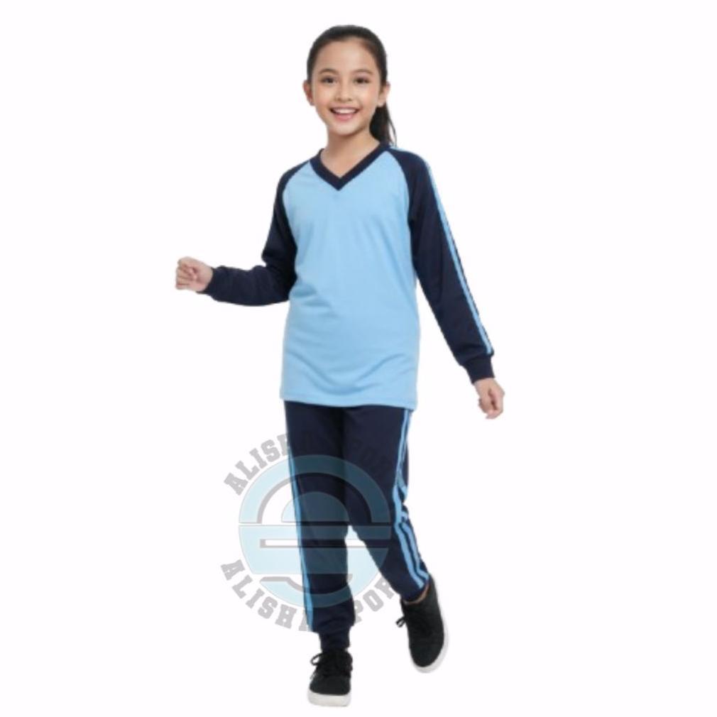 NEW ARRIVAL SETELAN BAJU OLAHRAGA ANAK SD UNISEX SERAGAM KAOS OLAHRAGA LENGAN PANJANG Putih Merah AN