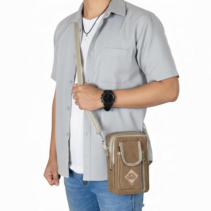 DI162 - POLO AMSTAR - Tas HP Tas Selempang Pria Kanvas Tas Selempang Mini