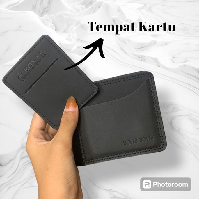 DR145 - Dompet Pria Dewasa Original Bovis Model Lipat 3 Ruang Harga Murah Keren Anak Muda Hitam Kart