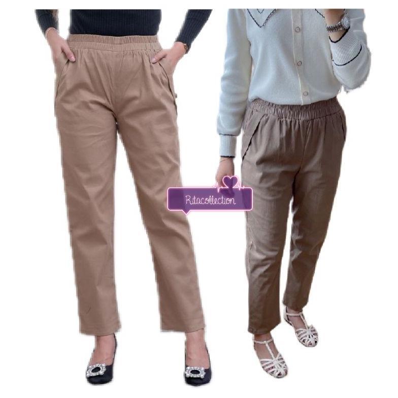 OOTD Celana Chino Wanita - Celana Panjang Chino Wanita bahan tebal strech OOTD