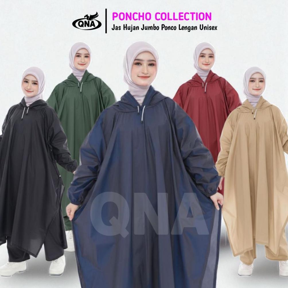 PREMIUM JAS HUJAN JUMBO PONCO LENGAN TERBAIK KUAT BERKUALITAS BY QNA MANTEL