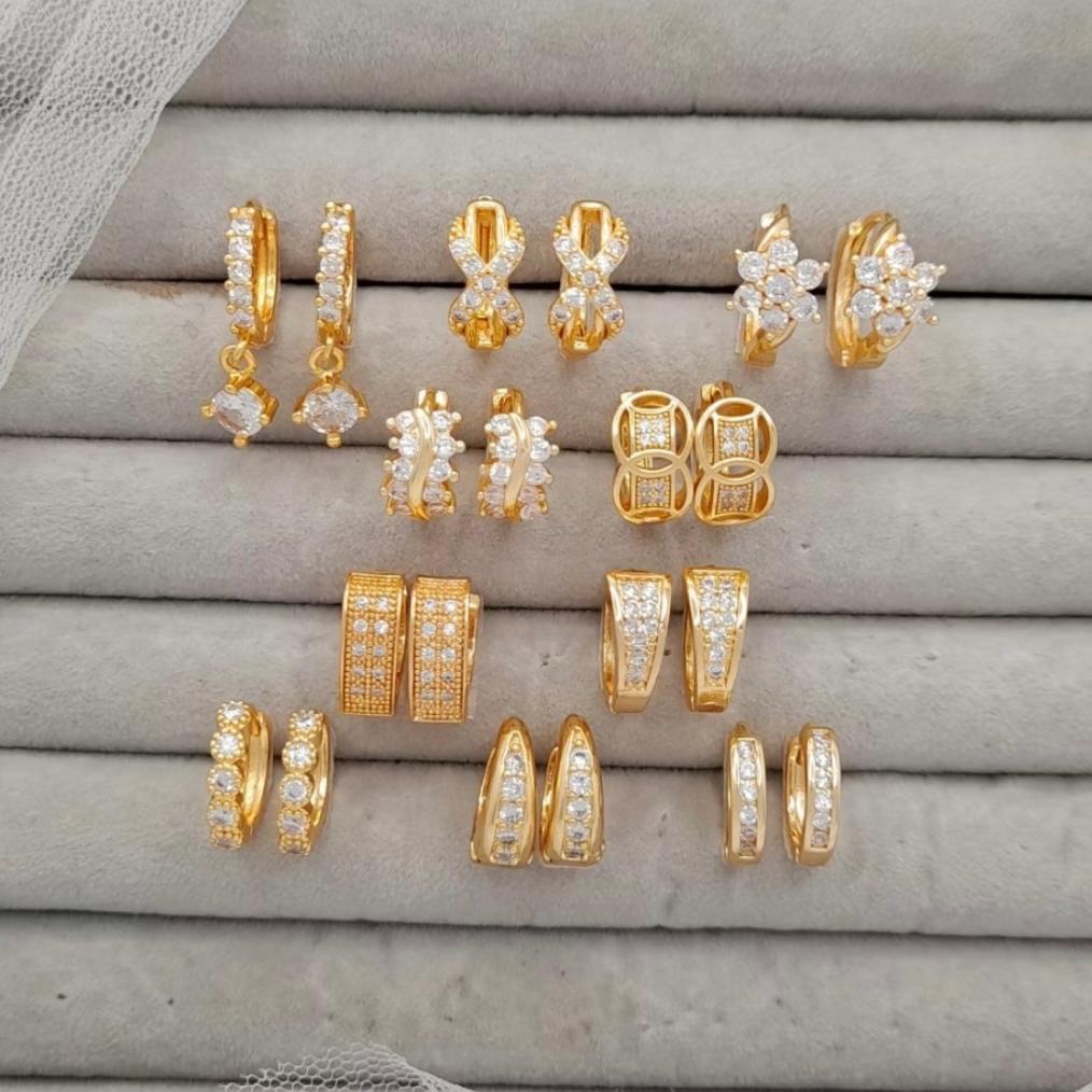 PREMIUM Anting Xuping Model Hoop Bulat Bola Perhiasan Lapis Emas 03