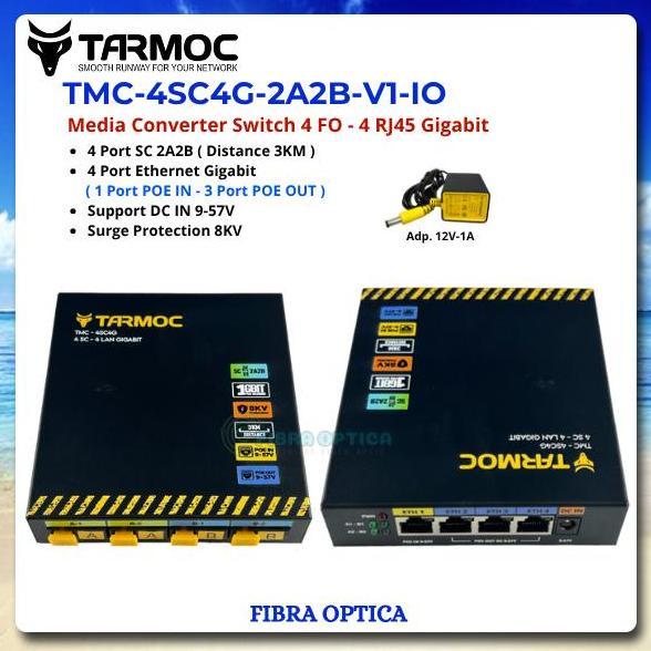Tarmoc TMC-4SC4G-2A2B-V1-IO | Media Converter 4 FO 4 LAN / 4FO 4LAN 4SC 4LAN 4 SC 4 LAN Gigabit POE 