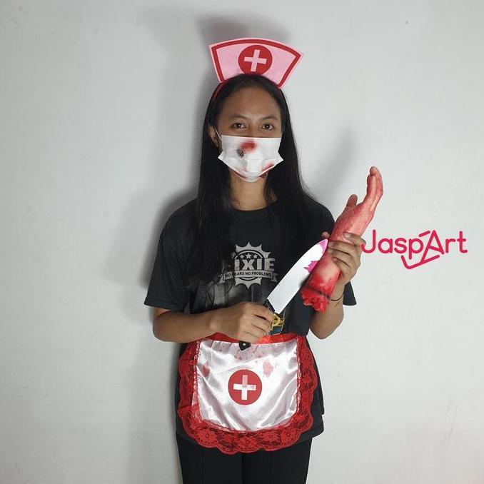 :::::::] Kostum Bando Masker Suster Set Halloween Party Cosplay Hantu Suster